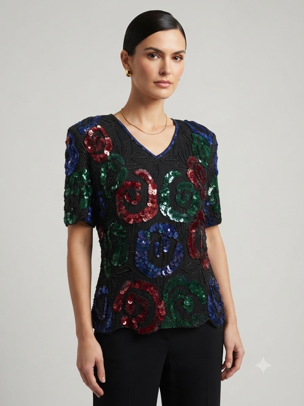 Stenay Vintage 80’s 90’s glam disco old Hollywood, Cocktail top 0081